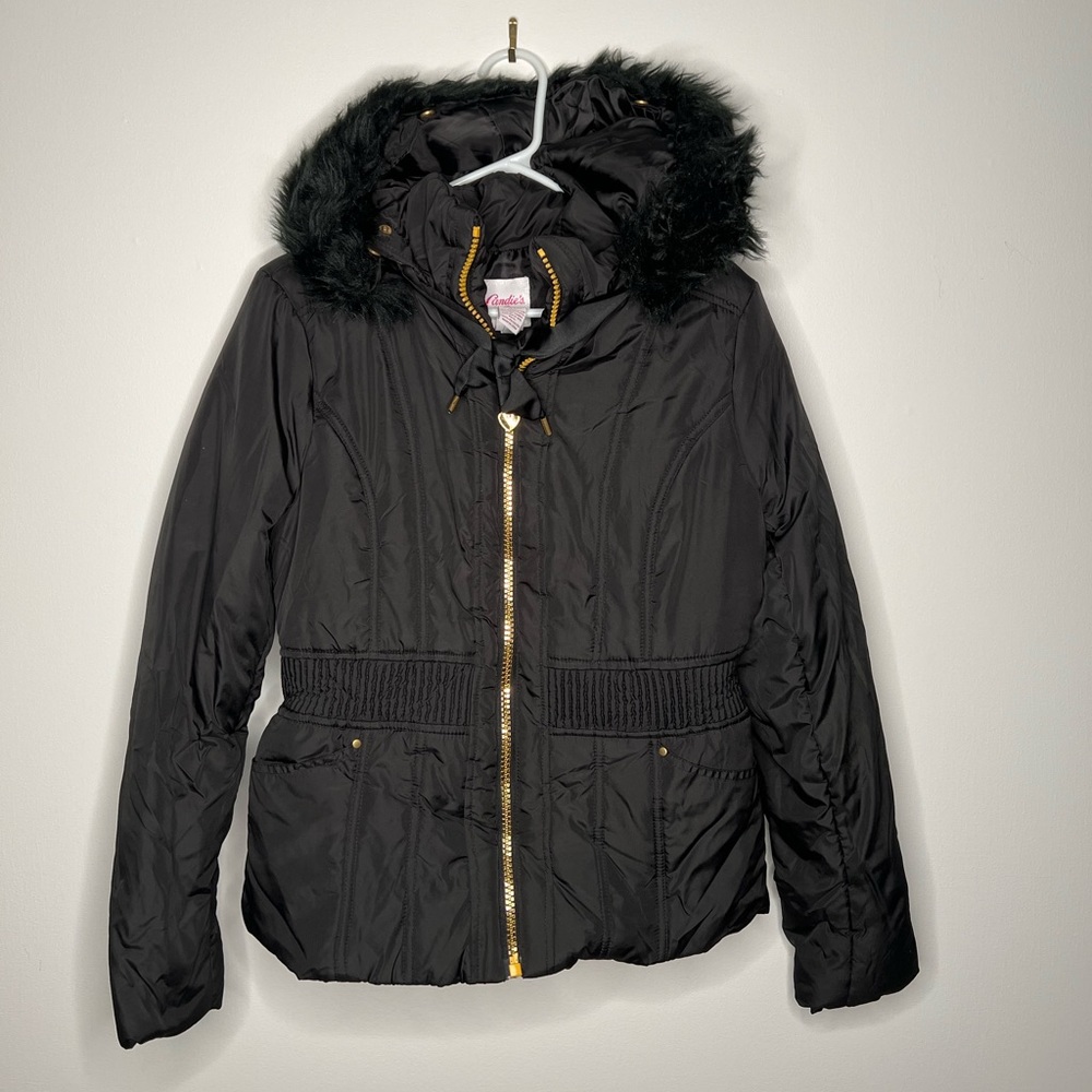 Candie’s Puffer Coat Jacket - Black - Size Large